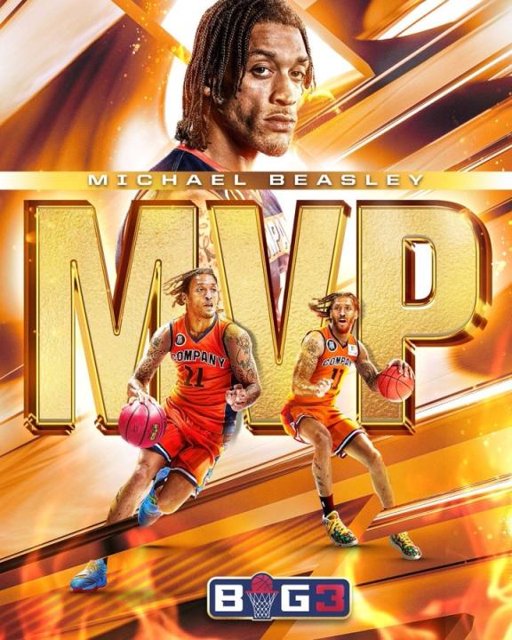 实至名归！迈克尔-比斯利夺得BIG3联赛MVP